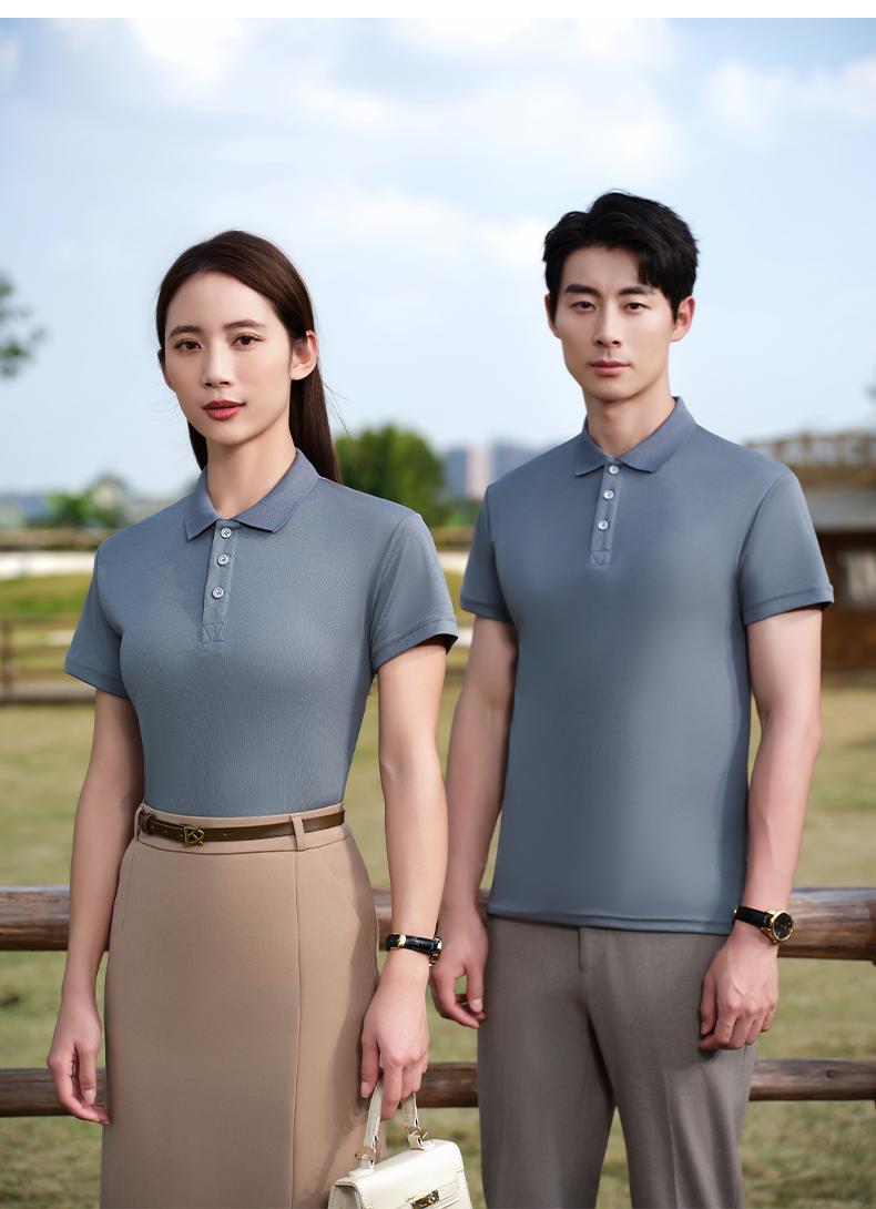 High-End Silk And Cotton Short-Sleeved Lapel Polo Advertising Shirts For Both Men And Women, Men's Casual Wear, Cultural Shirts, Advertising Shirts, Lapel Polo, Comfortable And Breathable Specification drawing
