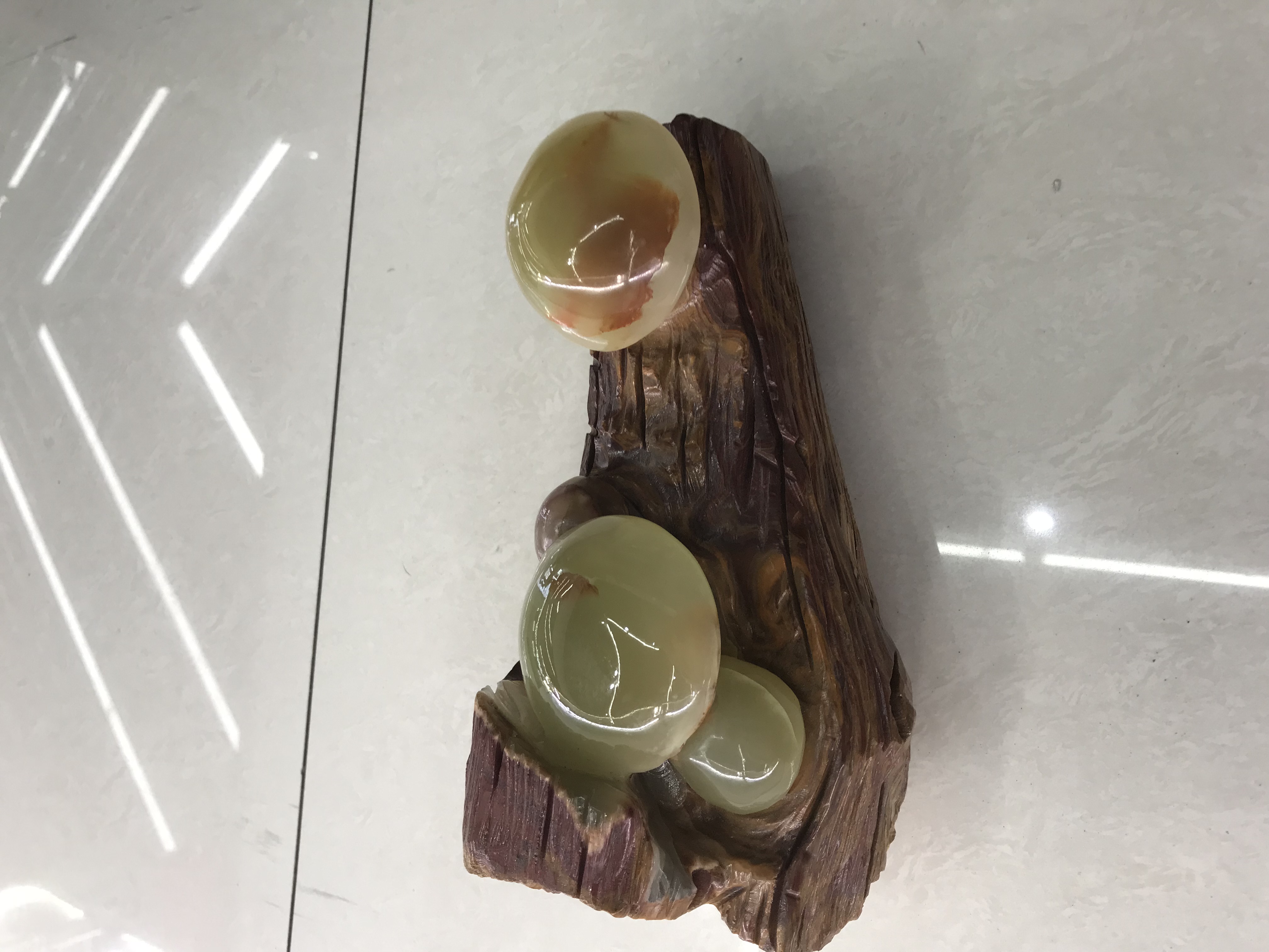 巴基斯坦玉石雕刻摆件#枯木逢春#