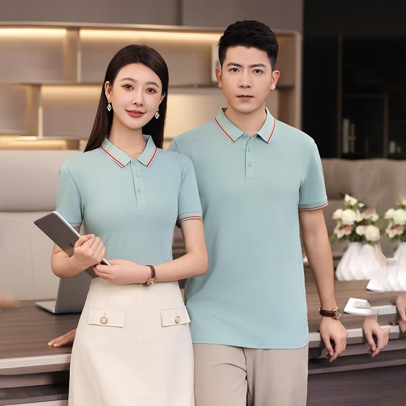 北极纯色双条领冰离子7A抗菌男女同款广告衫翻领polo 文化衫男式短袖polo休闲衣服 舒适透气吸汗时尚潮流款产品图