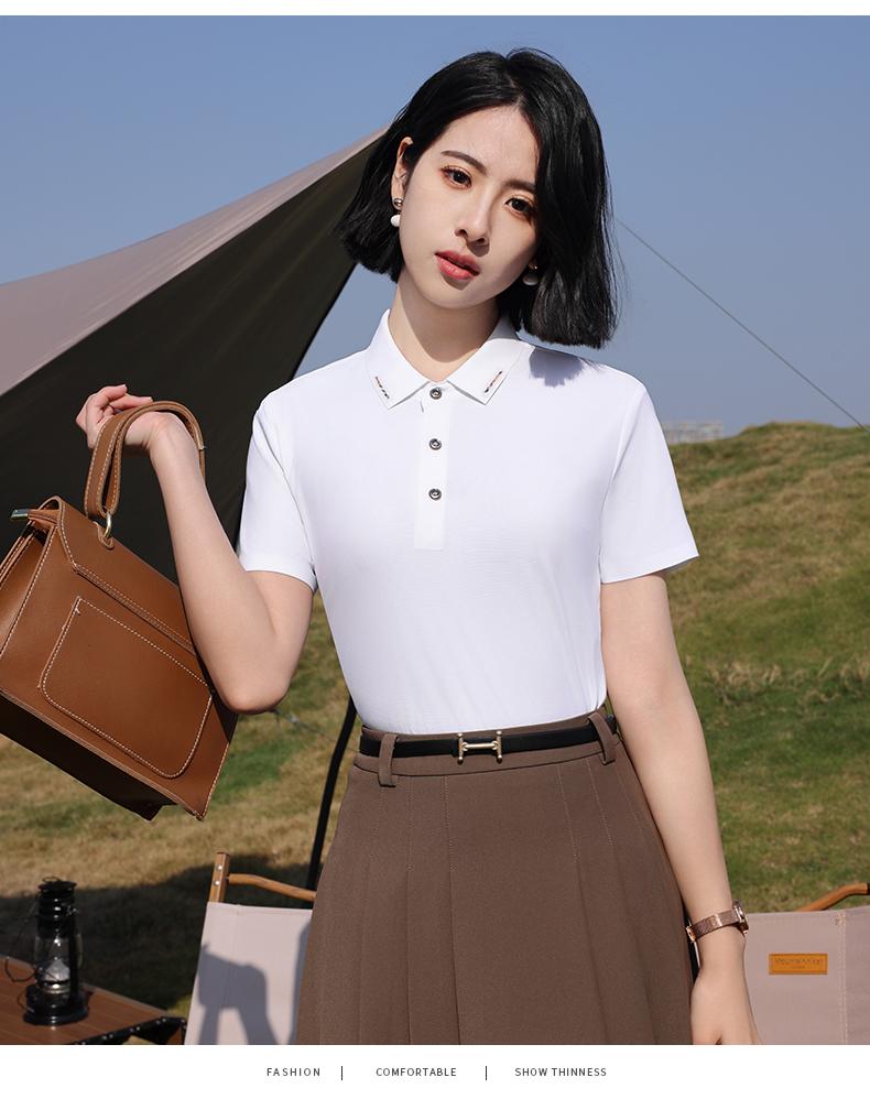 Ice Silk Traceless polo Brocade seamless solid color round neck Traceless high-end quick-drying ice silk men's short-sleeved casual wear for high-end occasions, comfortable, breathable and fashionable new style detail image 3