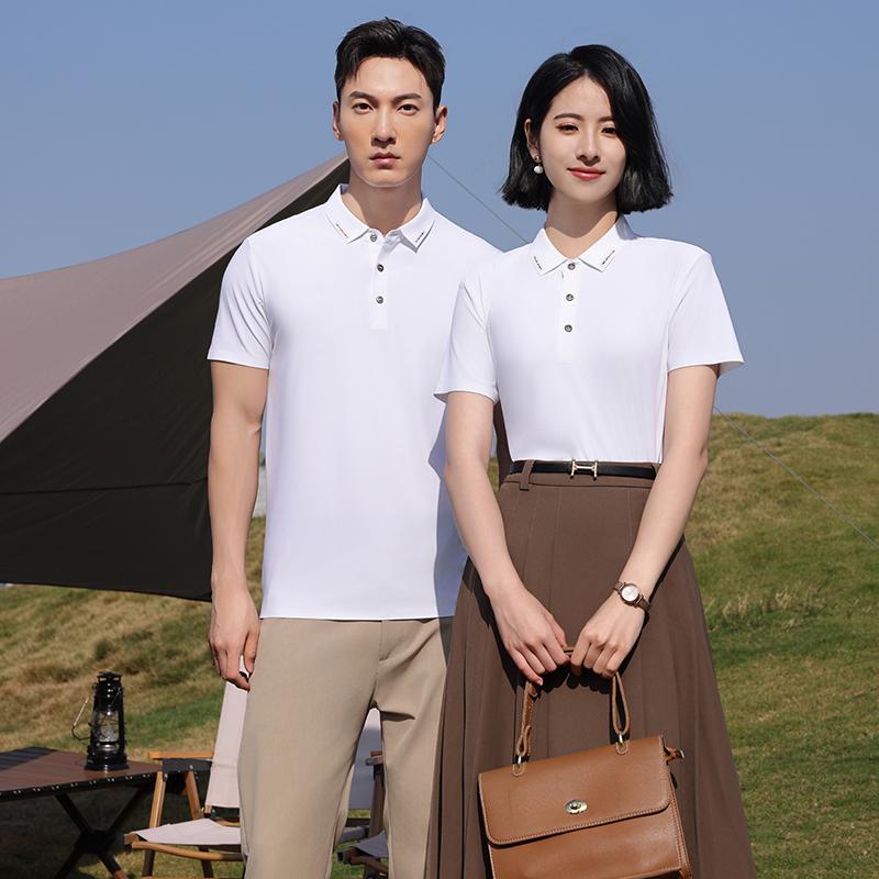 Ice Silk Traceless polo Brocade seamless solid color round neck Traceless high-end quick-drying ice silk men's short-sleeved casual wear for high-end occasions, comfortable, breathable and fashionable new style Specification image