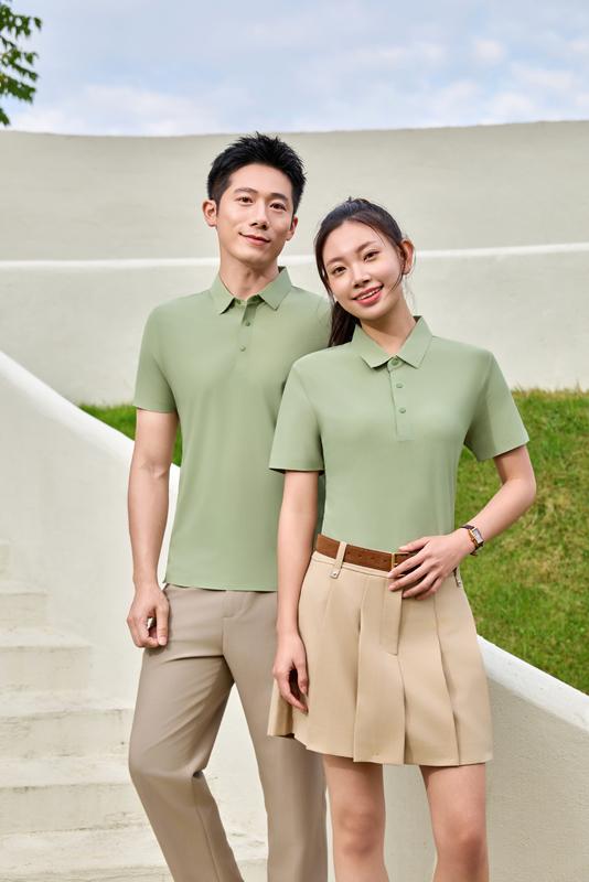 High-end ice-skin seamless lapel brocade, seamless lapel quick-drying ice cool silk Polo men's short-sleeved advertising shirt, cultural shirt, men's casual wear, comfortable, breathable and fashionable new style Application Scenario