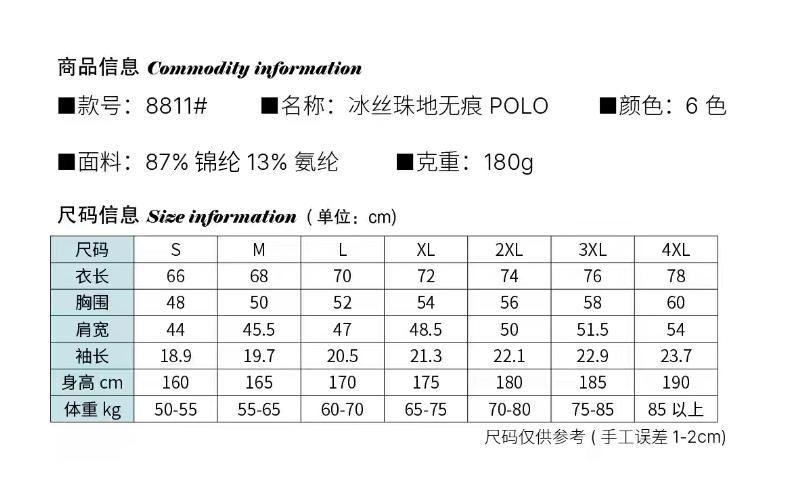 Ice Silk Traceless polo Brocade seamless solid color round neck Traceless high-end quick-drying ice silk men's short-sleeved casual wear for high-end occasions, comfortable, breathable and fashionable new style detail image 17