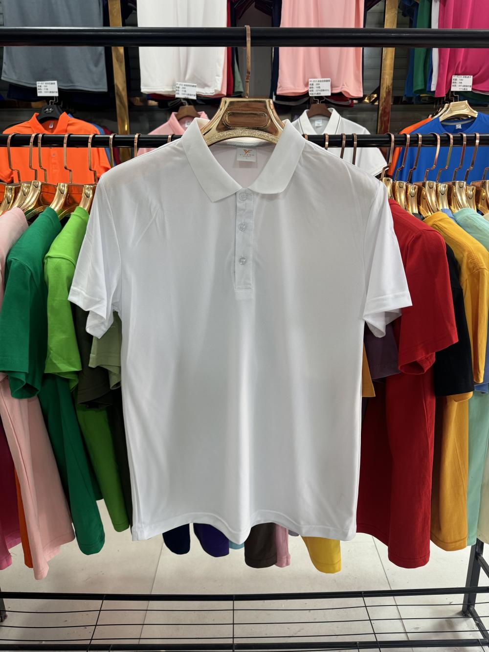 Ice silk mesh elastic cool cotton polo men's and women's same solid color lapel polo short-sleeved lapel polo imitation cotton advertising shirt Cultural shirt Men's casual advertising shirt light, breathable and comfortable detail image 19