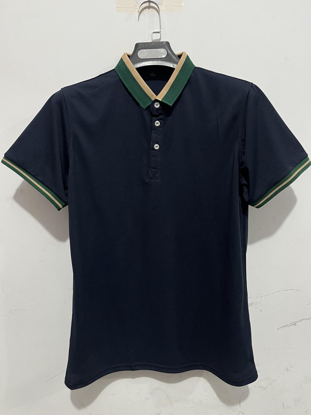 The King series lapel precision textured polo shirt for both men and women, color-matched lapel polo shirt, short-sleeved lapel polo advertising shirt, cultural shirt, men's casual advertising shirt, lightweight, breathable and comfortable detail image 17