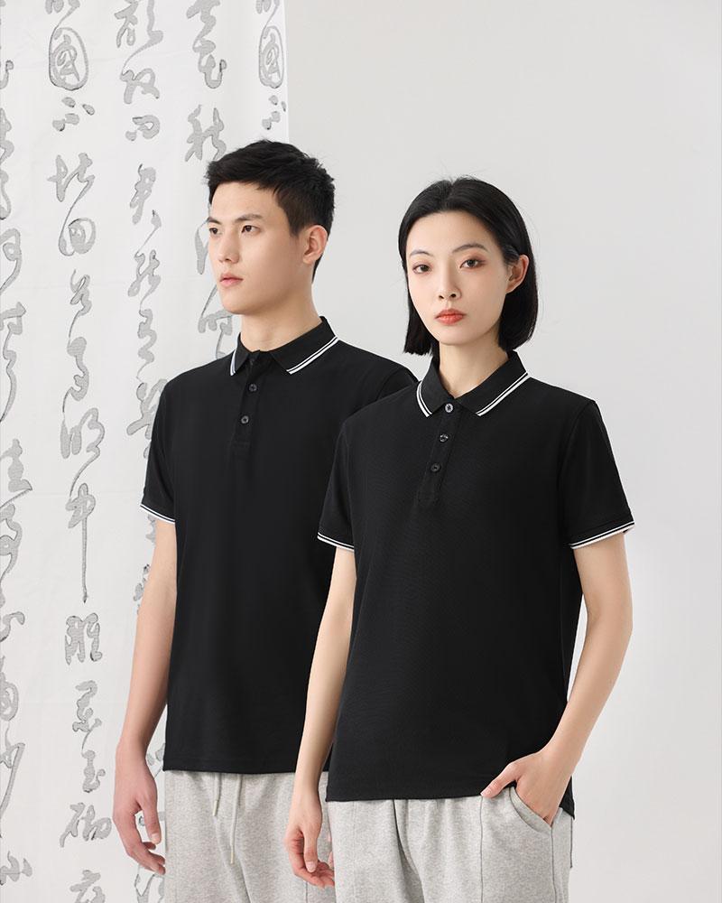 Impression Side-Collar Imitation Cotton Polo For Both Men And Women, Side-Collar Polo With Short Sleeves, Quick-Drying Advertising Shirt, Cultural Shirt, Men's Casual Style details Picture