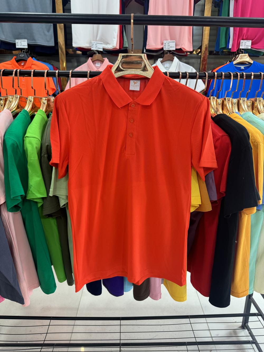 Ice silk mesh elastic cool cotton polo men's and women's same solid color lapel polo short-sleeved lapel polo imitation cotton advertising shirt Cultural shirt Men's casual advertising shirt light, breathable and comfortable detail image 17