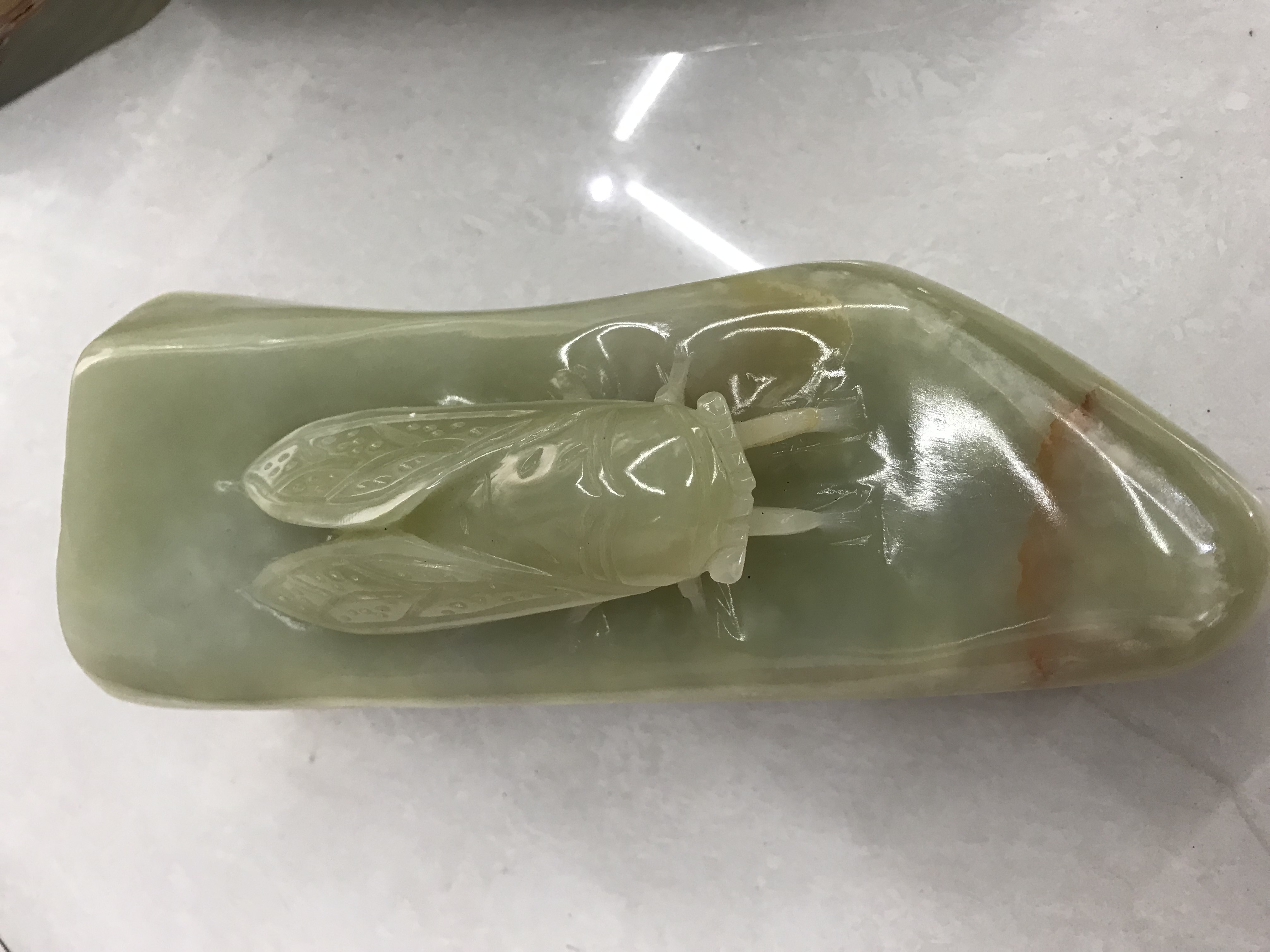 巴基斯坦玉石雕刻摆件#一鸣惊人 玉雕金蝉#大业有成详情图3