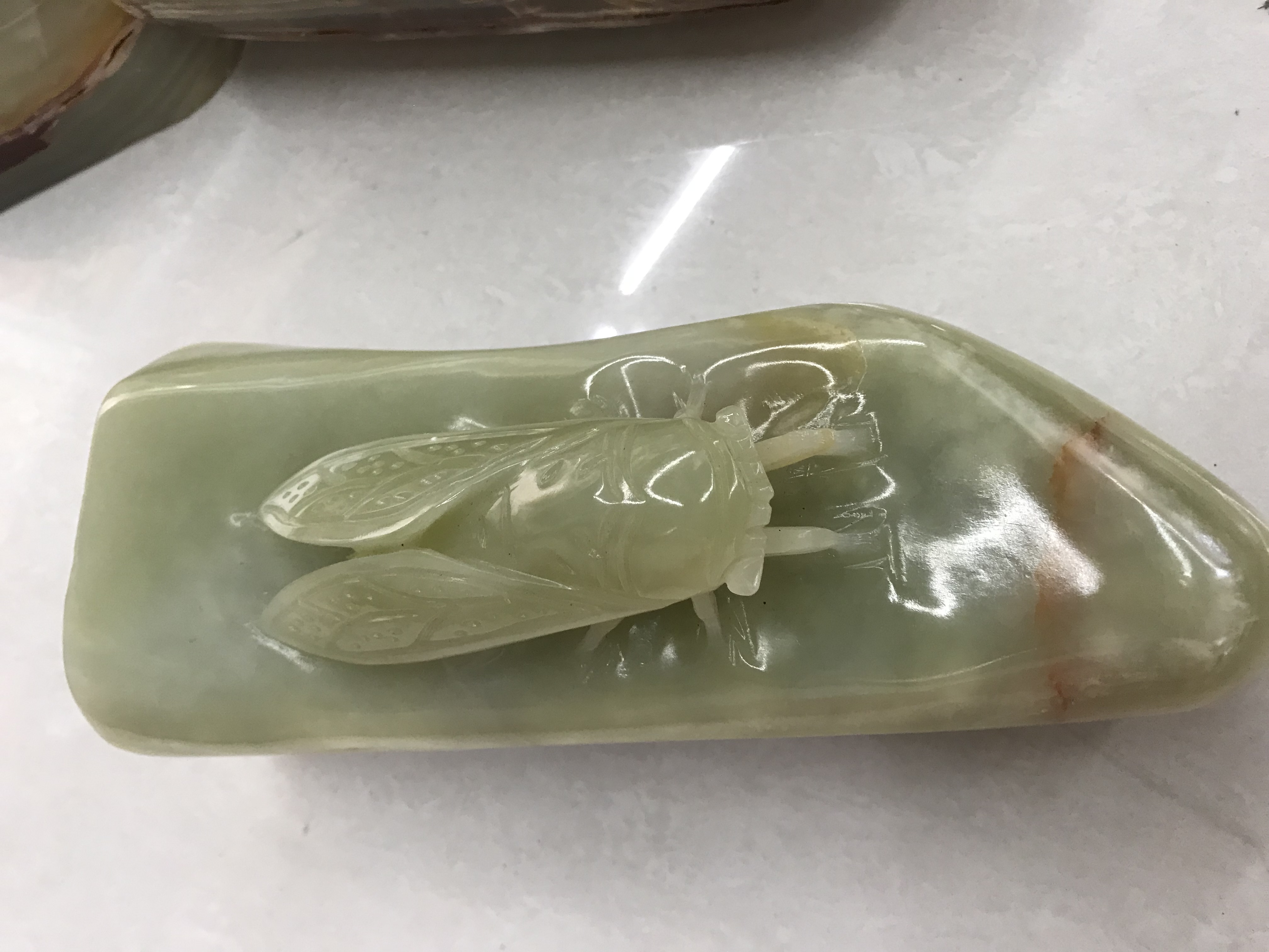 巴基斯坦玉石雕刻摆件#一鸣惊人 玉雕金蝉#大业有成