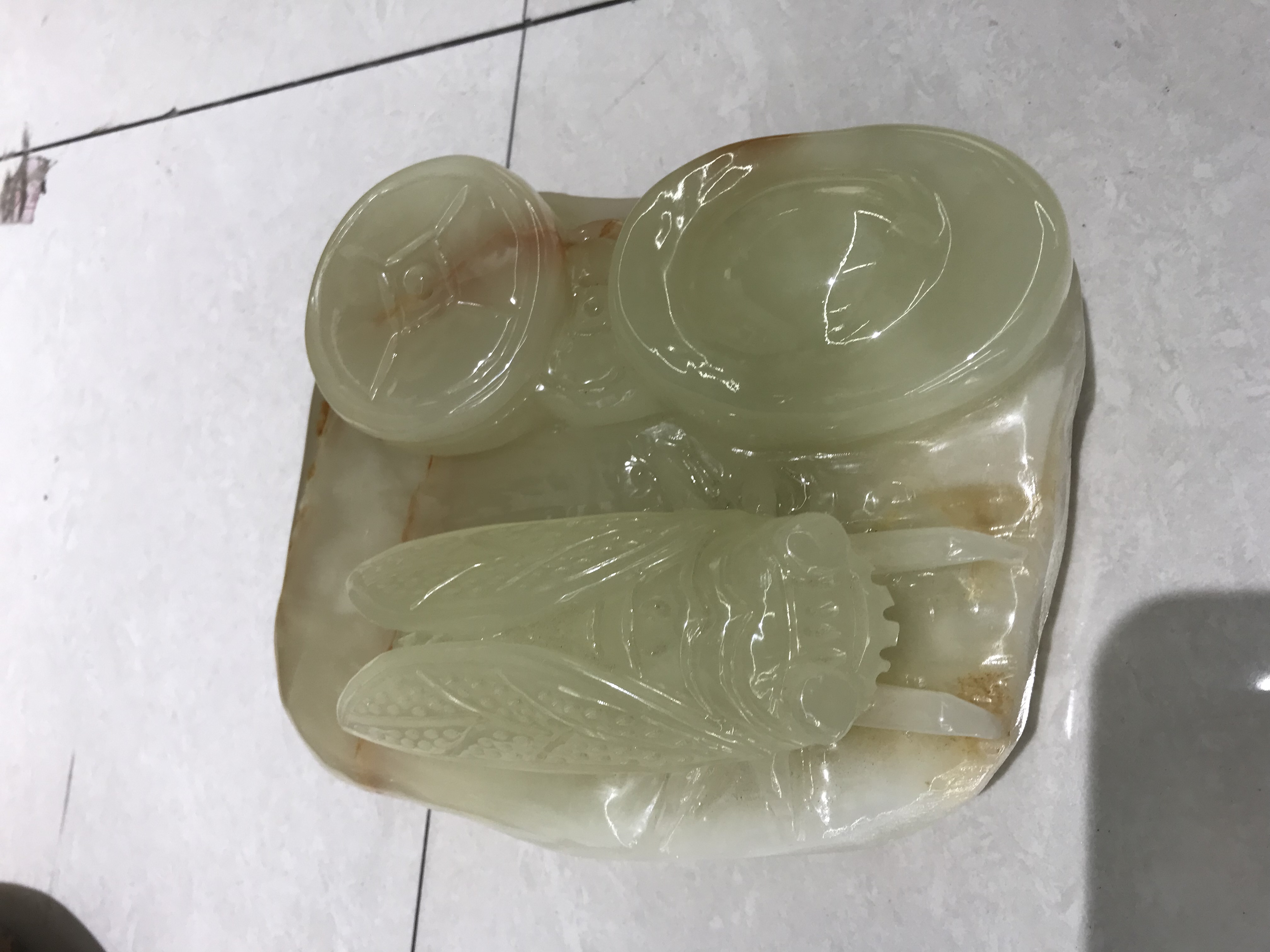 巴基斯坦玉石雕刻摆件#一鸣惊人#玉雕金蝉#一举成名