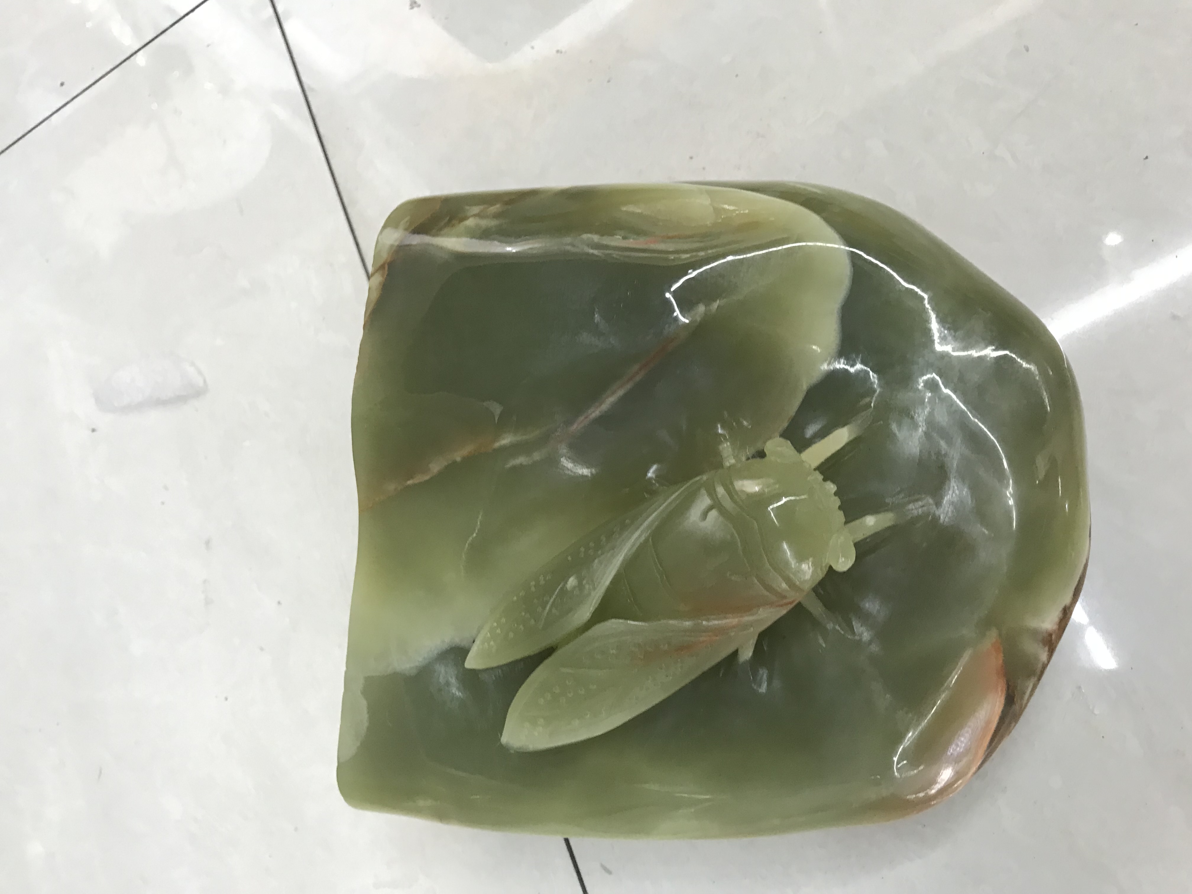 巴基斯坦玉石雕刻摆件#一鸣惊人 玉雕金蝉 一举成名详情图2