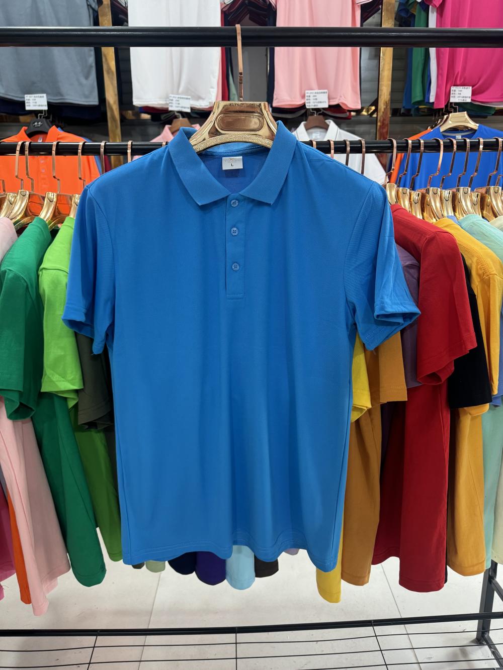 Ice silk mesh elastic cool cotton polo men's and women's same solid color lapel polo short-sleeved lapel polo imitation cotton advertising shirt Cultural shirt Men's casual advertising shirt light, breathable and comfortable detail image 15