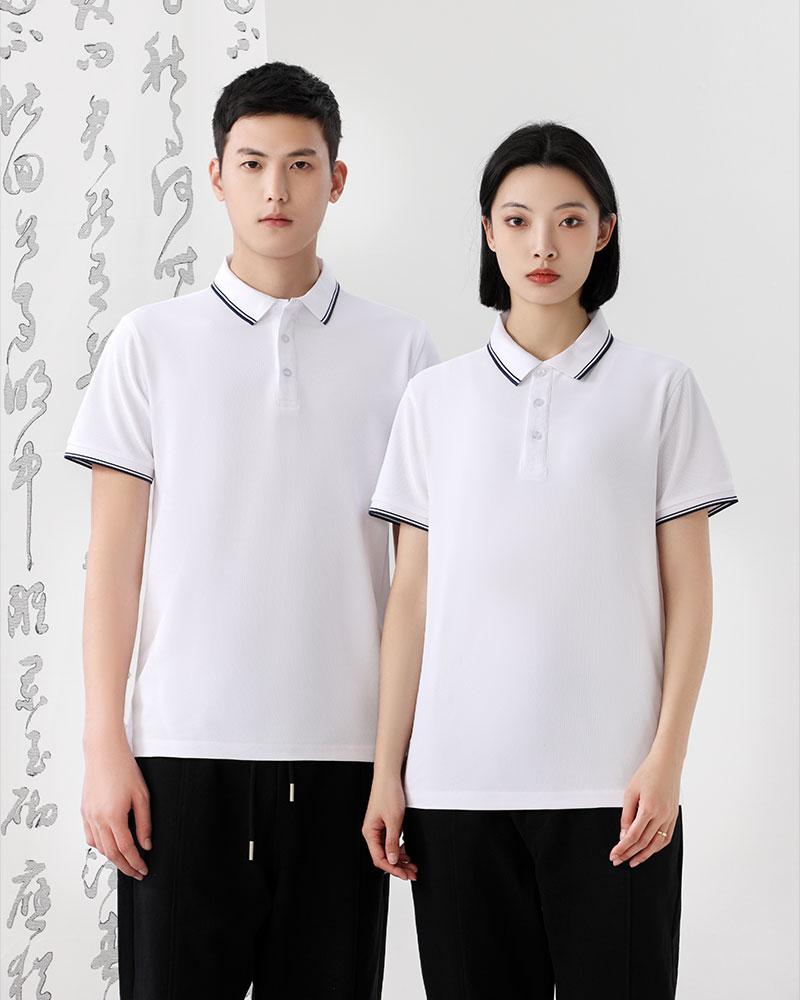 Impression Side-Collar Imitation Cotton Polo For Both Men And Women, Side-Collar Polo With Short Sleeves, Quick-Drying Advertising Shirt, Cultural Shirt, Men's Casual Style details Picture