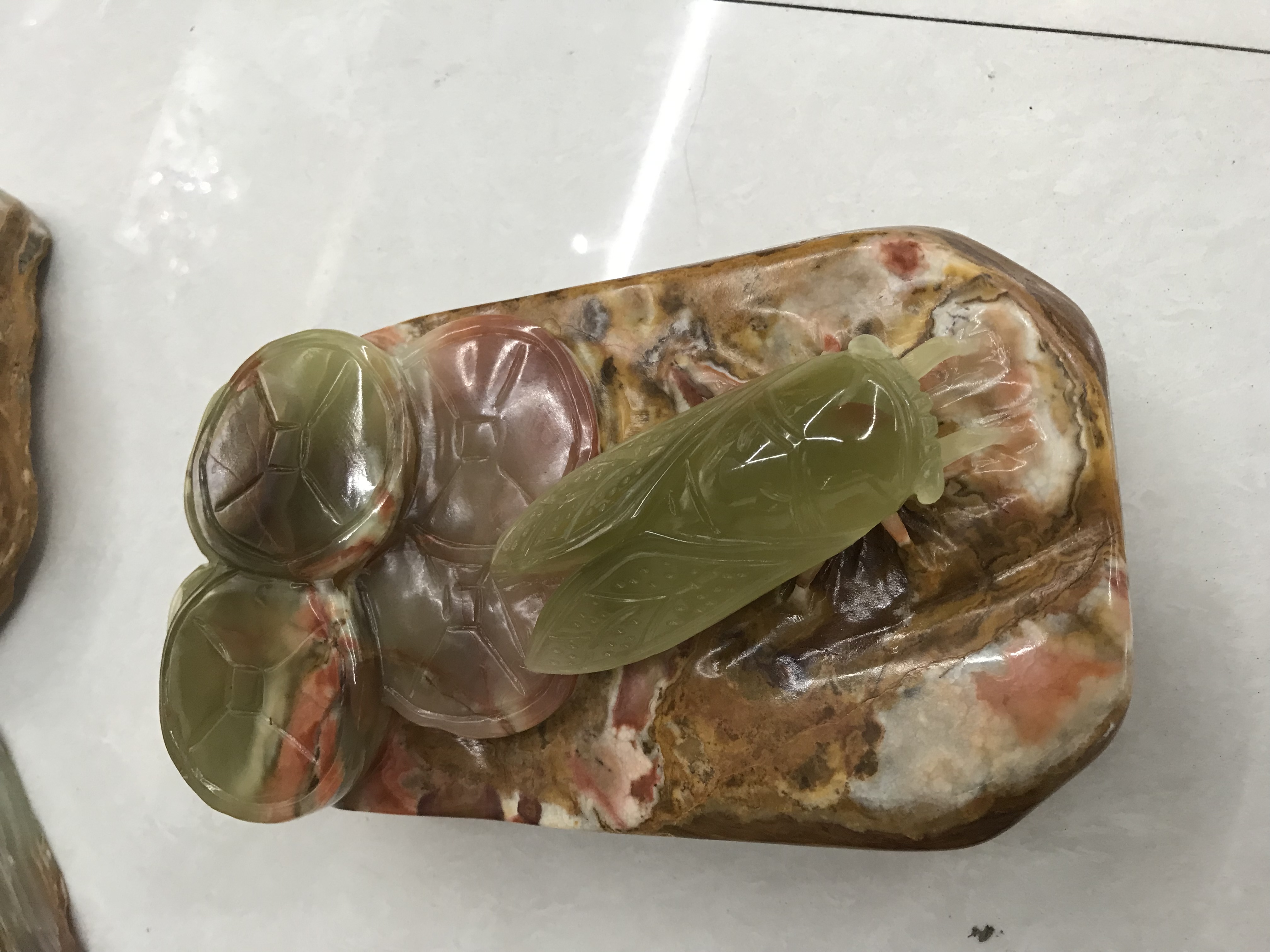 巴基斯坦玉石雕刻摆件#一鸣惊人 玉雕金蝉#一叶惊人