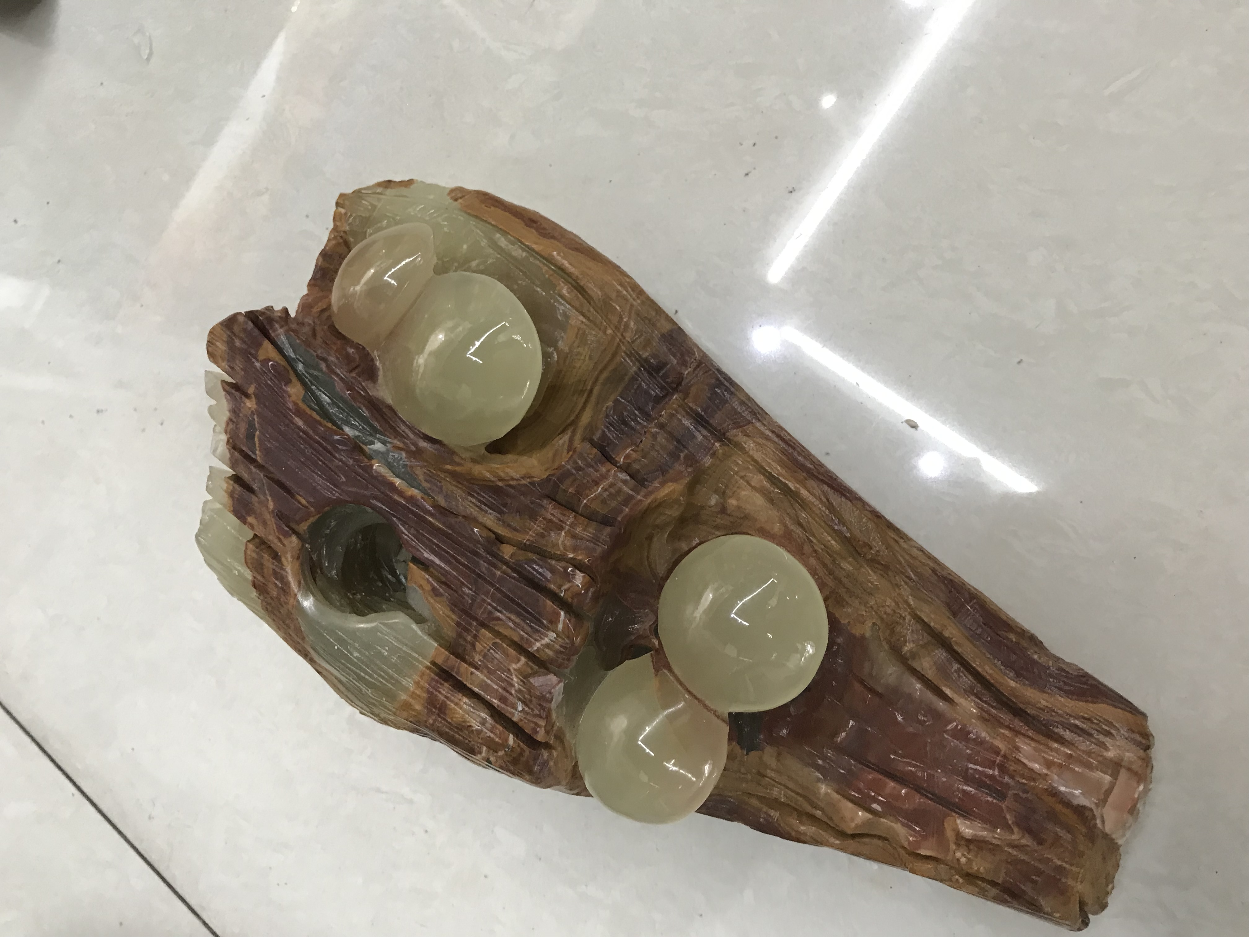 巴基斯坦玉石雕刻摆件#枯木逢春#欣欣向荣