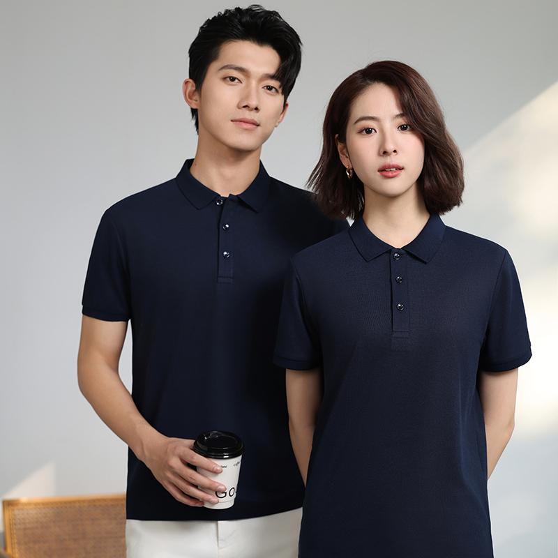 Dynamic pearl ground solid color lapel (Asia-Europe size) Fine imitation cotton polo for both men and women solid color lapel polo short-sleeved lapel polo quick-drying advertising shirt Cultural shirt men's casual style