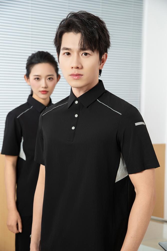 The new high-end workwear-style reflective stripe structure lapel plolo short-sleeved polo advertising shirt, cultural shirt, fashionable, casual, comfortable and breathable advertising shirt T-shirt is now available details Picture