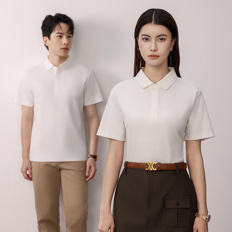 Dupont pearl cotton solid color seamless collar men's and women's same short-sleeved polo advertising shirt, cultural shirt, advertising shirt, T-shirt, trendy, comfortable and breathable new style detail image 5
