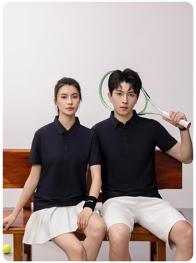 冰肤原纱防晒无痕翻领短袖广告衫翻领polo 文化衫时尚衣服 舒适透气休闲服饰新款细节图