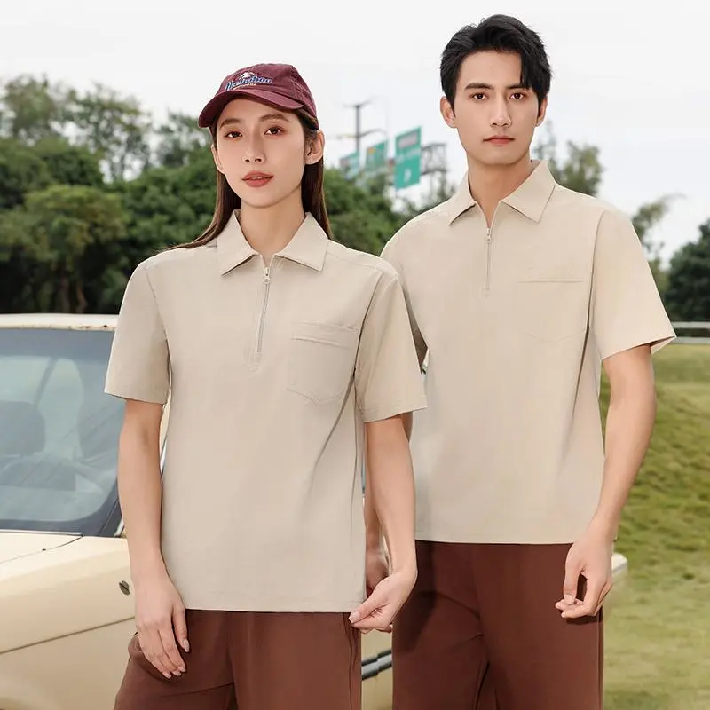 The new high-end workwear-style zippered pocket lapel plolo short-sleeved polo advertising shirt, cultural shirt, fashionable, casual, comfortable and breathable advertising shirt T-shirt is now available detail image 18
