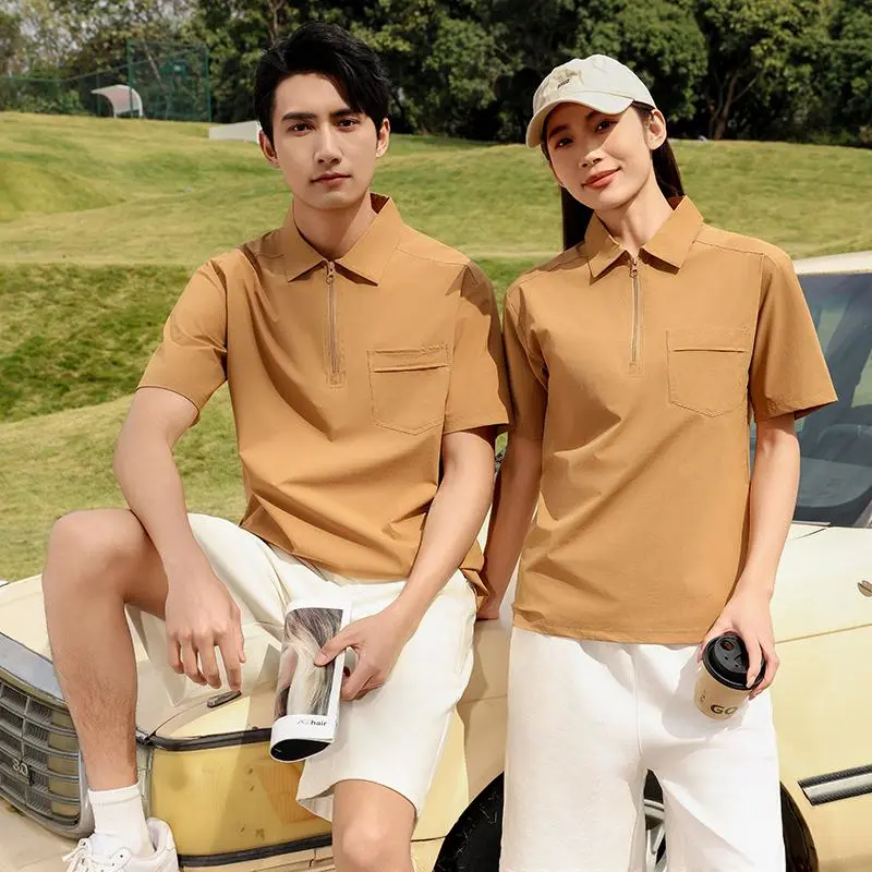 The new high-end workwear-style zippered pocket lapel plolo short-sleeved polo advertising shirt, cultural shirt, fashionable, casual, comfortable and breathable advertising shirt T-shirt is now available detail image 19