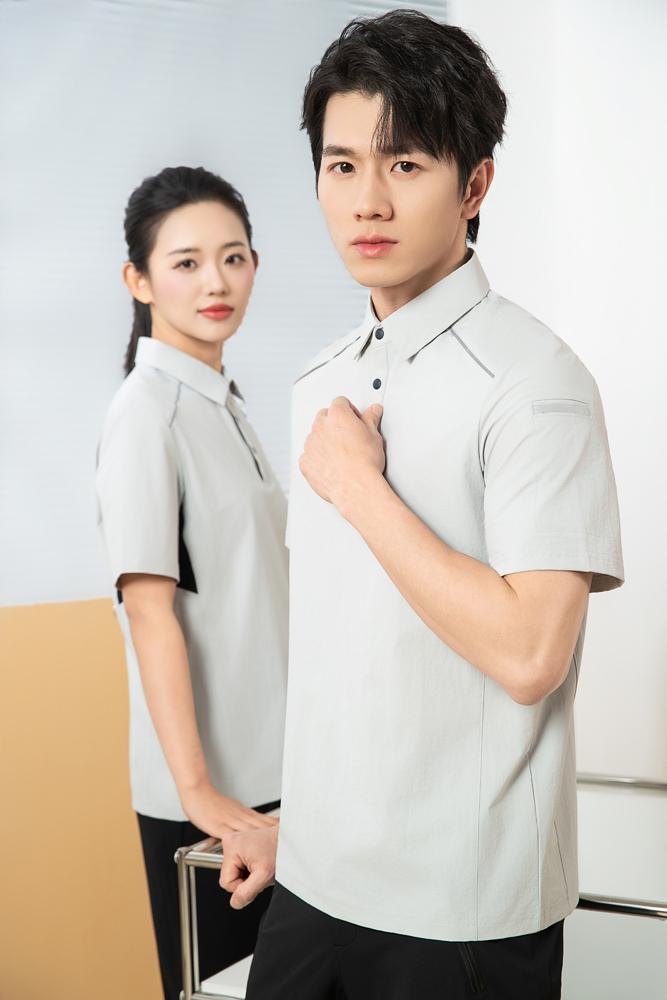 The new high-end workwear-style reflective stripe structure lapel plolo short-sleeved polo advertising shirt, cultural shirt, fashionable, casual, comfortable and breathable advertising shirt T-shirt is now available Specification image