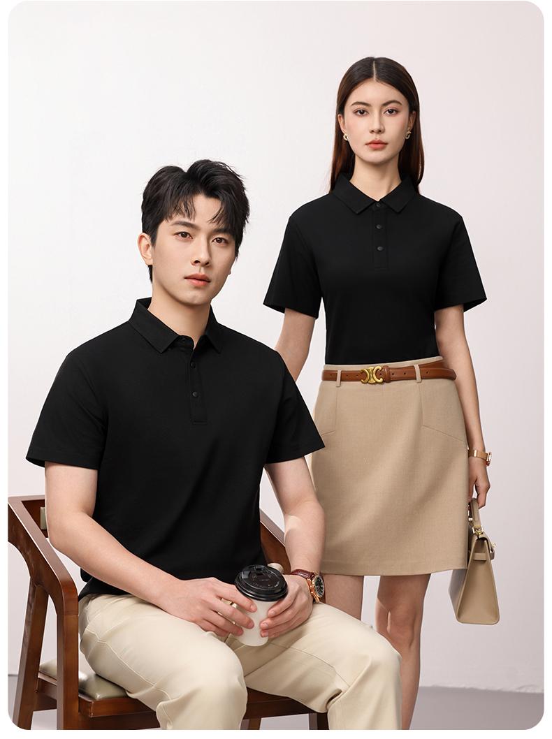 Dupont pearl cotton solid color seamless collar men's and women's same short-sleeved polo advertising shirt, cultural shirt, advertising shirt, T-shirt, trendy, comfortable and breathable new style Item Picture