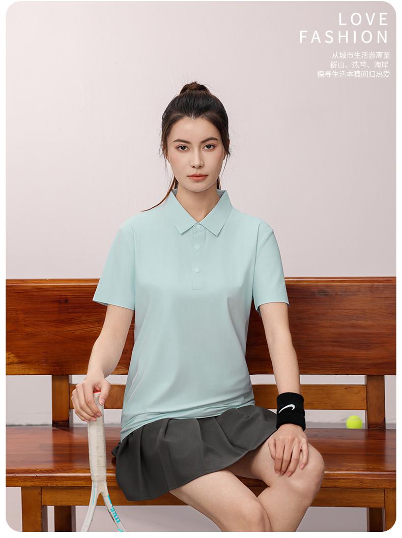 冰肤原纱防晒无痕翻领短袖广告衫翻领polo 文化衫时尚衣服 舒适透气休闲服饰新款白底实物图