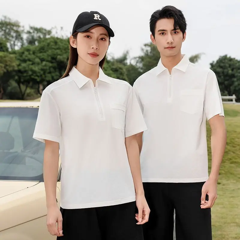 The new high-end workwear-style zippered pocket lapel plolo short-sleeved polo advertising shirt, cultural shirt, fashionable, casual, comfortable and breathable advertising shirt T-shirt is now available detail image 15