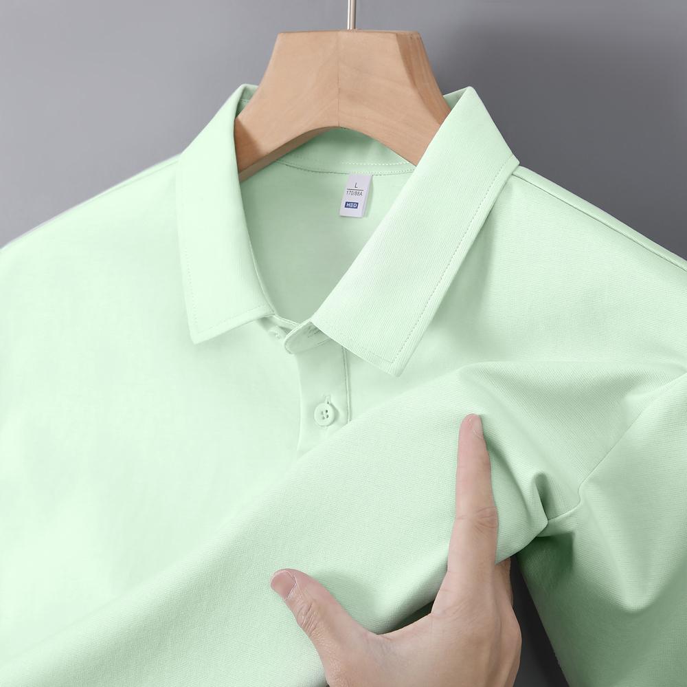 50-piece double-sided double-yarn mercerized Roman cotton solid color seamless lapel short-sleeved advertising shirt, lapel polo cultural shirt, fashionable clothing, comfortable and breathable casual wear new style detail image 19