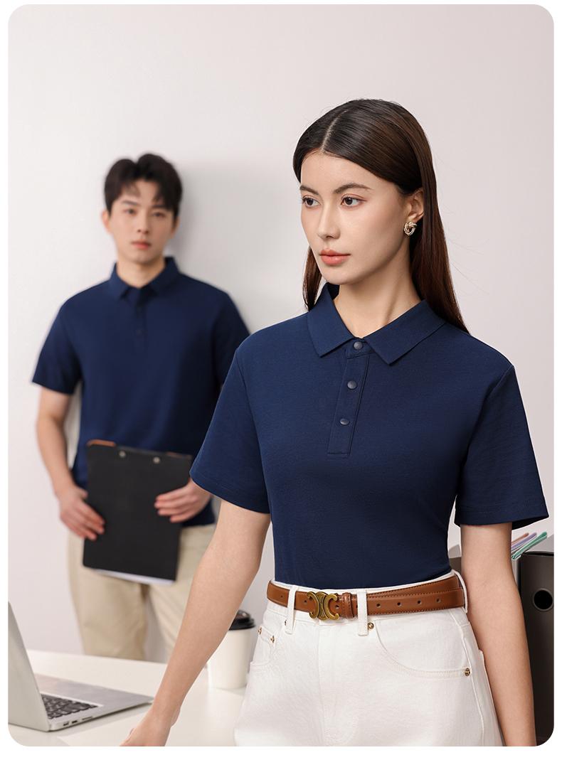 Dupont pearl cotton solid color seamless collar men's and women's same short-sleeved polo advertising shirt, cultural shirt, advertising shirt, T-shirt, trendy, comfortable and breathable new style details Picture