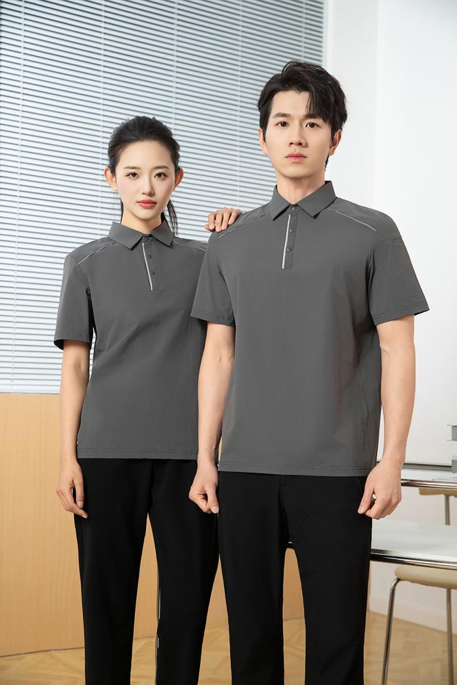 The new high-end workwear-style reflective stripe lapel plolo short-sleeved polo advertising shirt, cultural shirt, fashionable, casual, comfortable and breathable advertising shirt T-shirt is now available Specification image