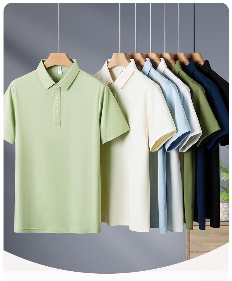 Dupont pearl cotton solid color seamless collar men's and women's same short-sleeved polo advertising shirt, cultural shirt, advertising shirt, T-shirt, trendy, comfortable and breathable new style detail image 7