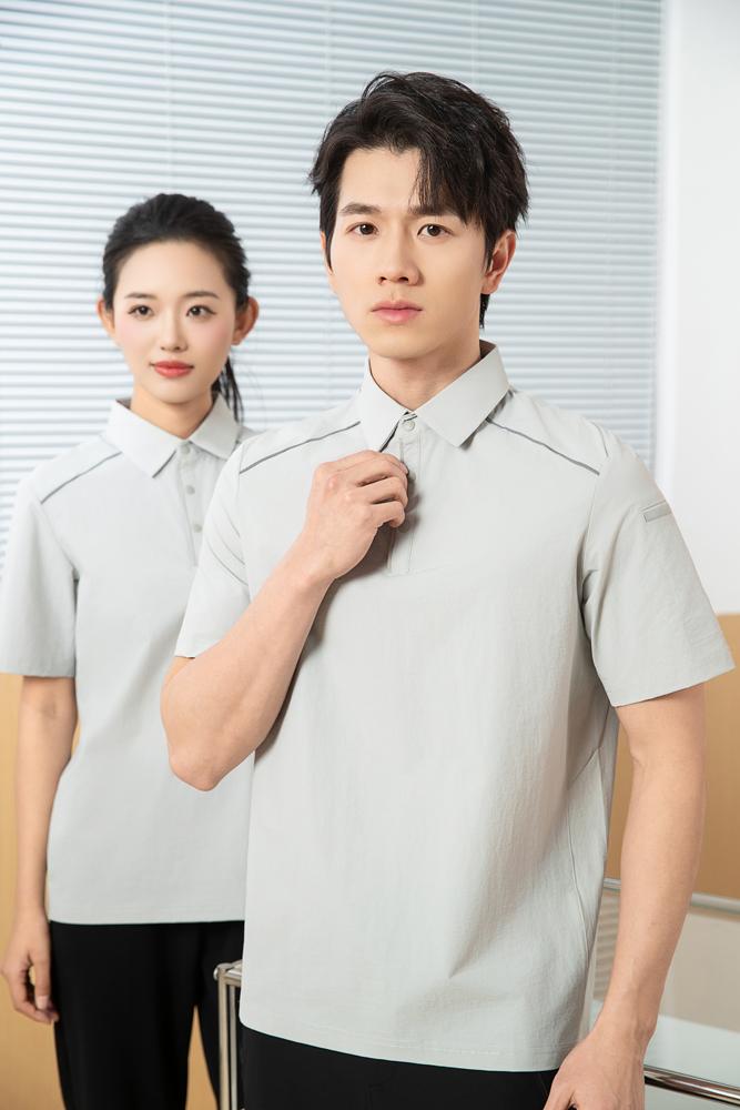 The new high-end workwear-style reflective stripe lapel plolo short-sleeved polo advertising shirt, cultural shirt, fashionable, casual, comfortable and breathable advertising shirt T-shirt is now available details Picture