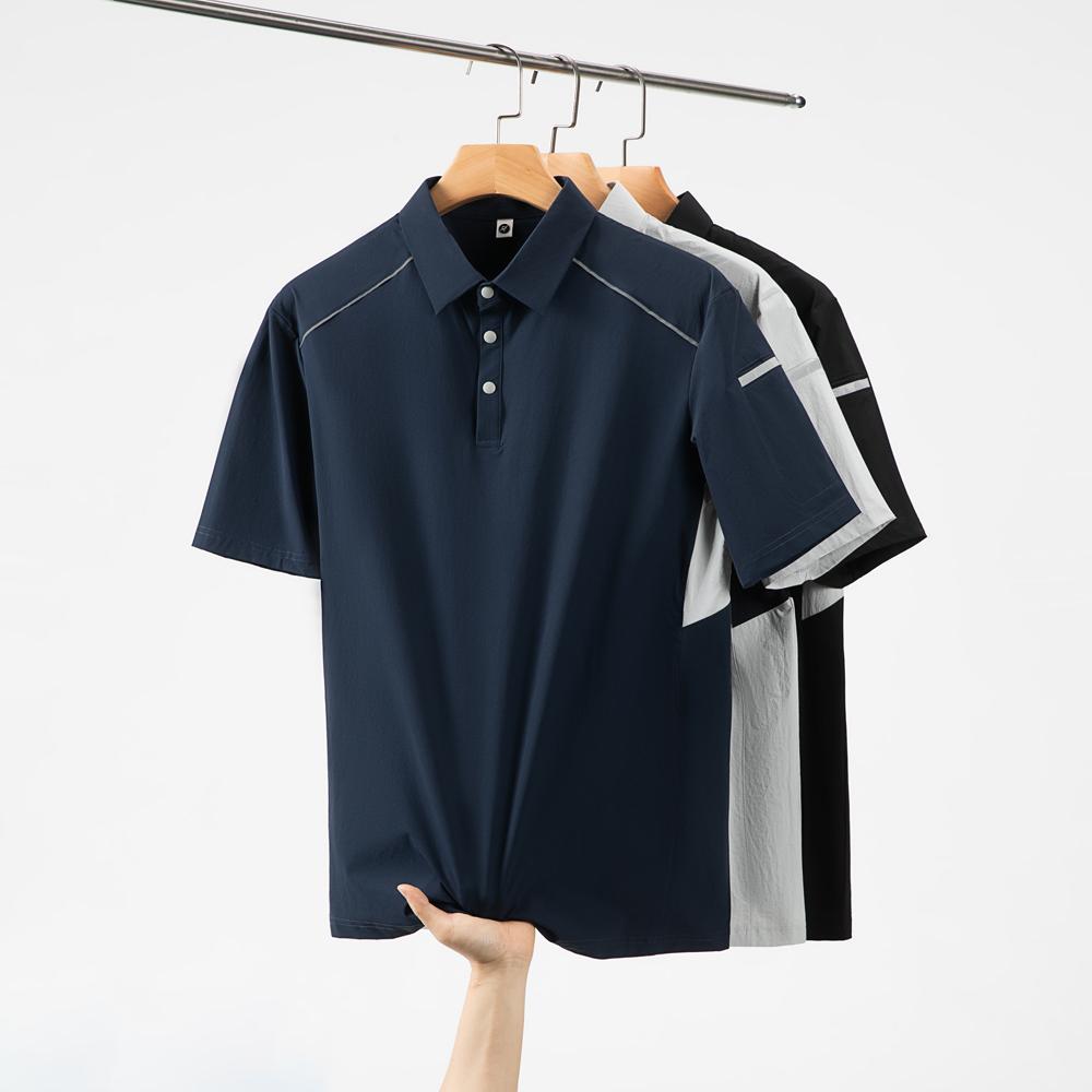 The new high-end workwear-style reflective stripe structure lapel plolo short-sleeved polo advertising shirt, cultural shirt, fashionable, casual, comfortable and breathable advertising shirt T-shirt is now available detail image 17