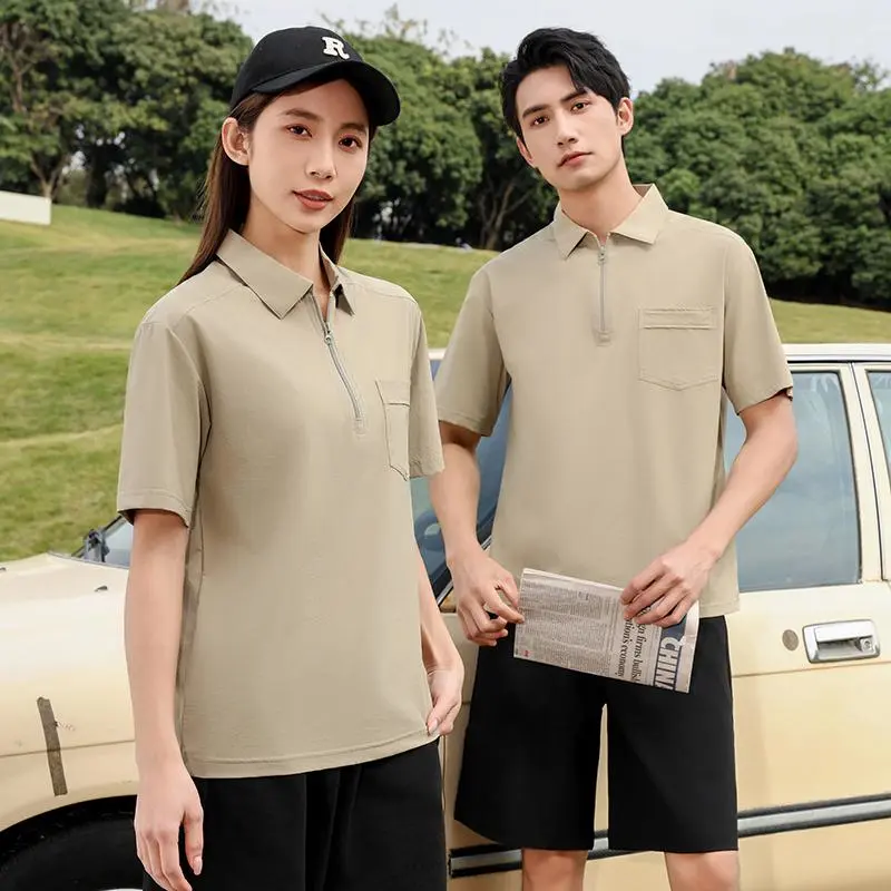 The new high-end workwear-style zippered pocket lapel plolo short-sleeved polo advertising shirt, cultural shirt, fashionable, casual, comfortable and breathable advertising shirt T-shirt is now available detail image 16