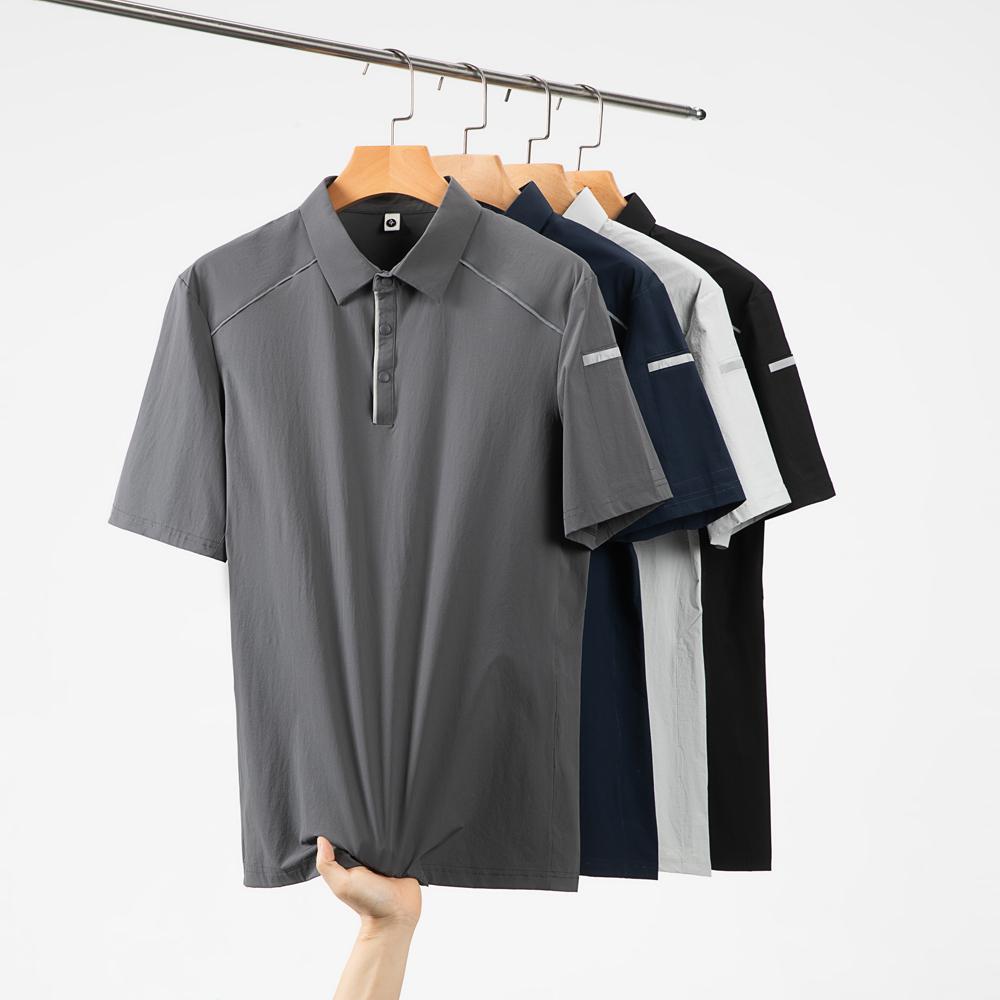 The new high-end workwear-style reflective stripe lapel plolo short-sleeved polo advertising shirt, cultural shirt, fashionable, casual, comfortable and breathable advertising shirt T-shirt is now available detail image 4
