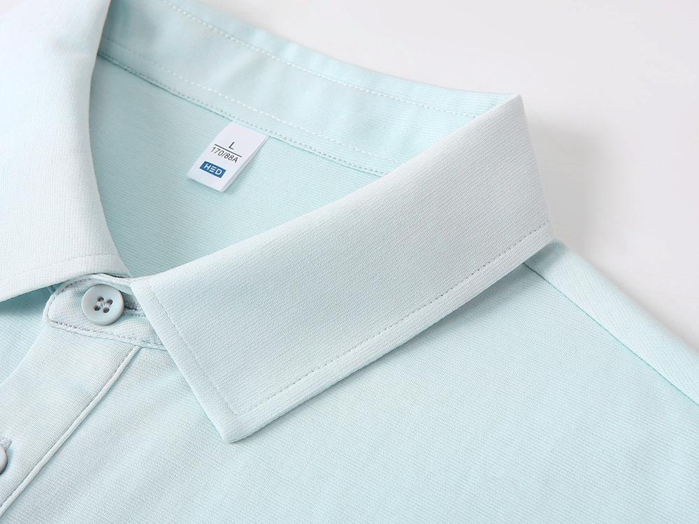 50-piece double-sided double-yarn mercerized Roman cotton solid color seamless lapel short-sleeved advertising shirt, lapel polo cultural shirt, fashionable clothing, comfortable and breathable casual wear new style detail image 9