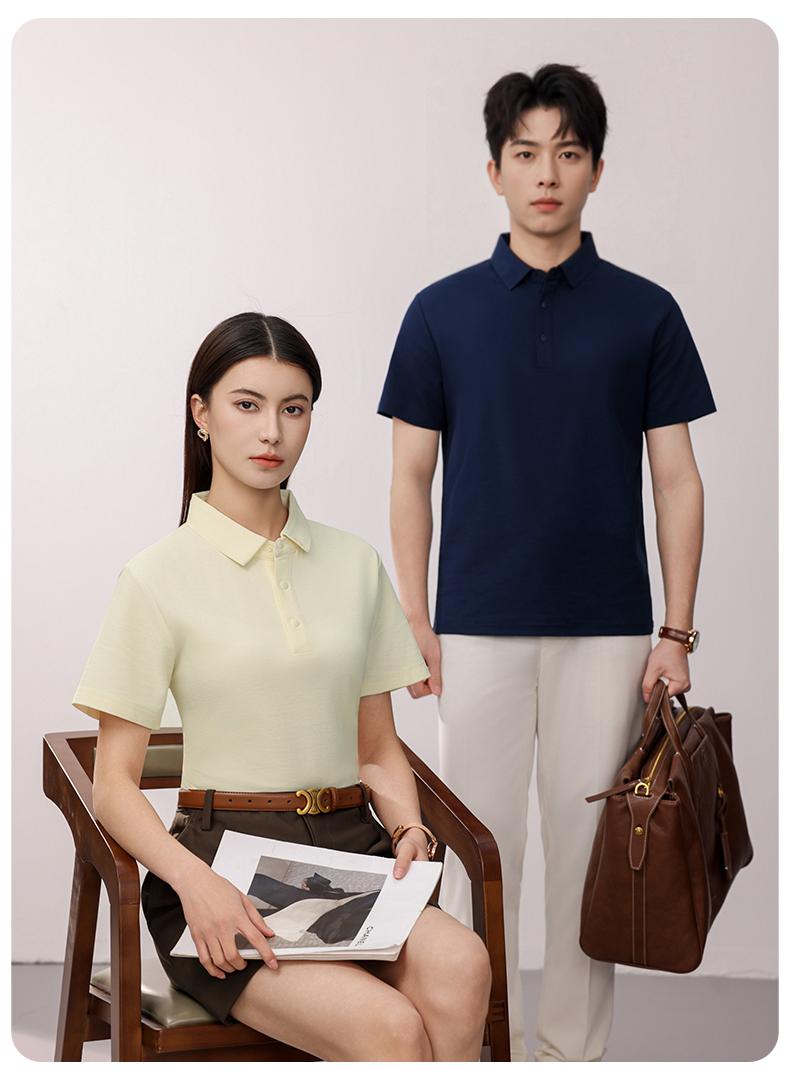 Dupont pearl cotton solid color seamless collar men's and women's same short-sleeved polo advertising shirt, cultural shirt, advertising shirt, T-shirt, trendy, comfortable and breathable new style