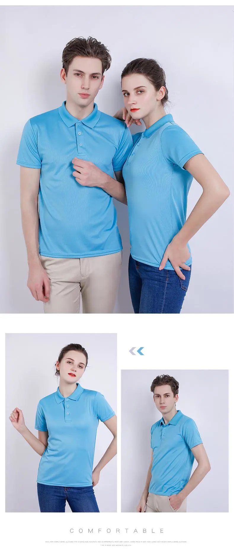 Jacquard collar quick-drying lapel polo shirt for both men and women, new fashionable, casual, comfortable and breathable advertising shirt T-shirt detail image 19