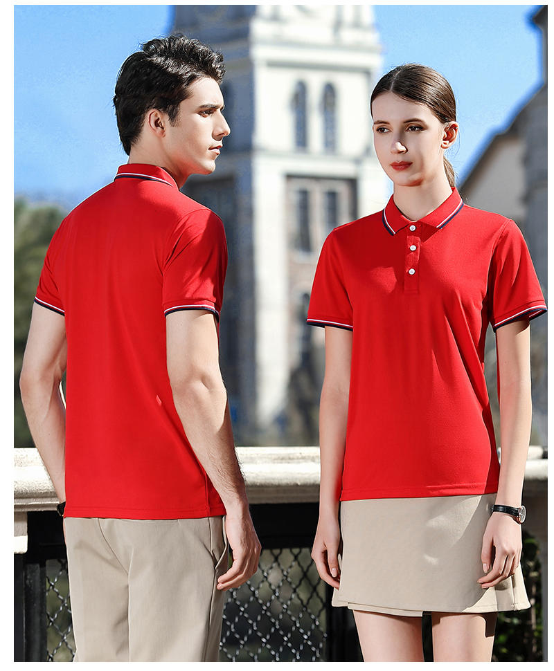 "Bull to the Sky 100% combed precision textured cotton-like lapel polo shirt for both men and women, short-sleeved lapel polo cultural shirt, men's casual, light, breathable and comfortable. detail image 10