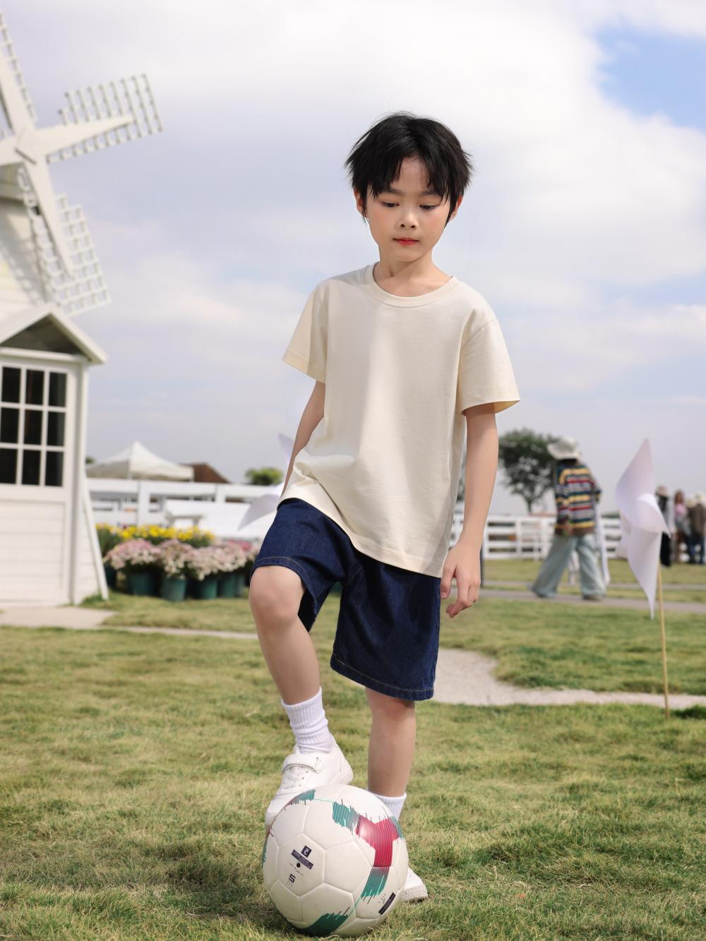Children's clothing 240g/㎡ 100% Xinjiang long-staple cotton 7A antibacterial short-sleeved T-shirt Korean version children's clothing Children's T-shirt New short-sleeved fresh style fashionable children's clothing trend detail image 17