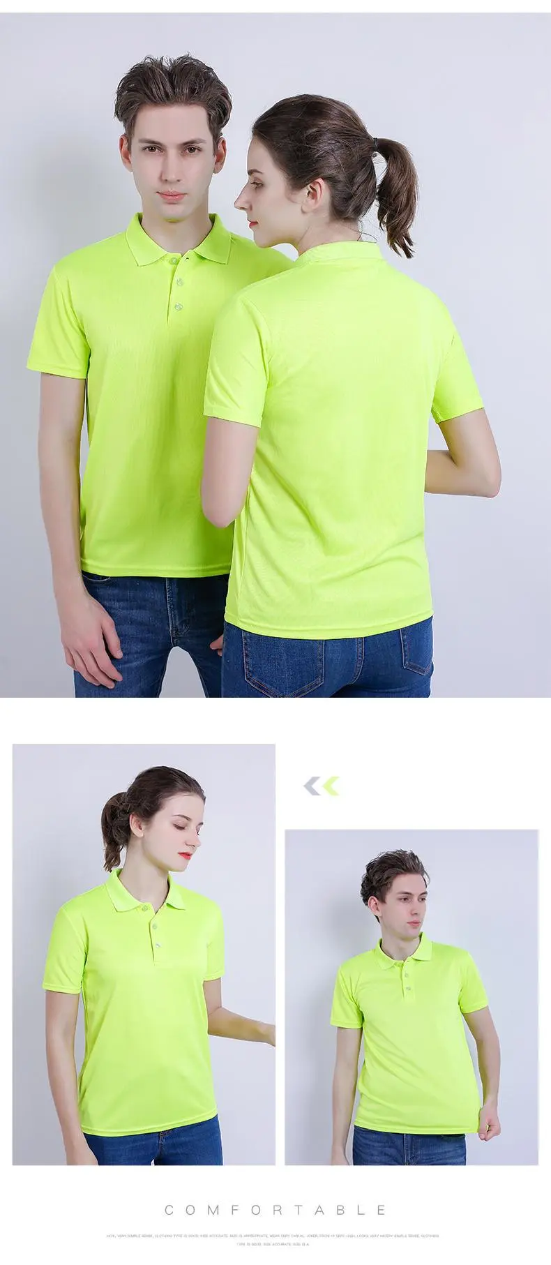 Jacquard collar quick-drying lapel polo shirt for both men and women, new fashionable, casual, comfortable and breathable advertising shirt T-shirt detail image 15