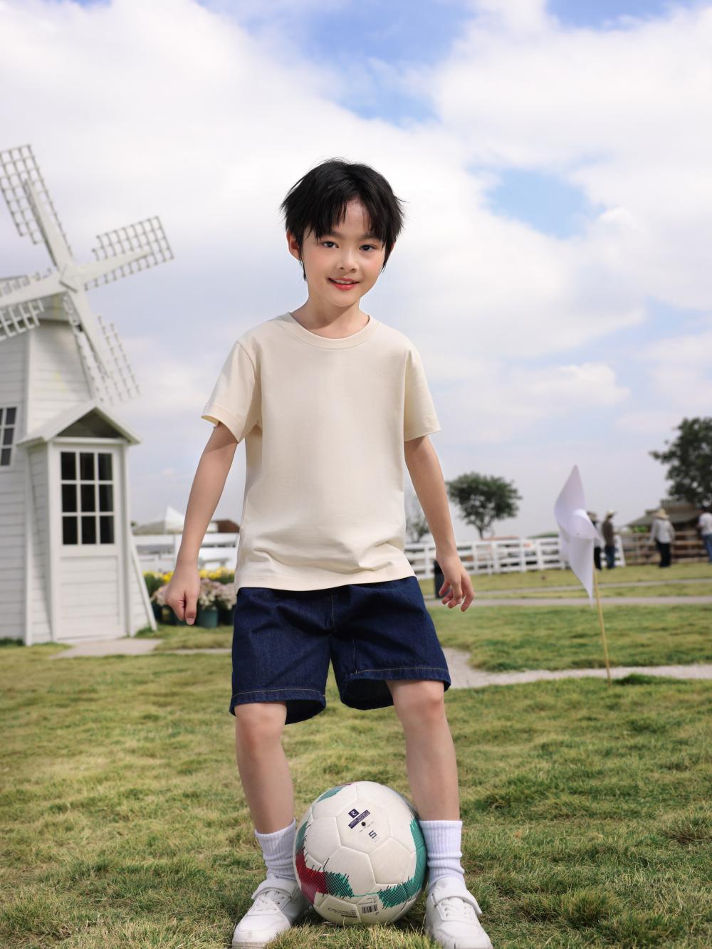 Children's clothing 240g/㎡ 100% Xinjiang long-staple cotton 7A antibacterial short-sleeved T-shirt Korean version children's clothing Children's T-shirt New short-sleeved fresh style fashionable children's clothing trend detail image 15