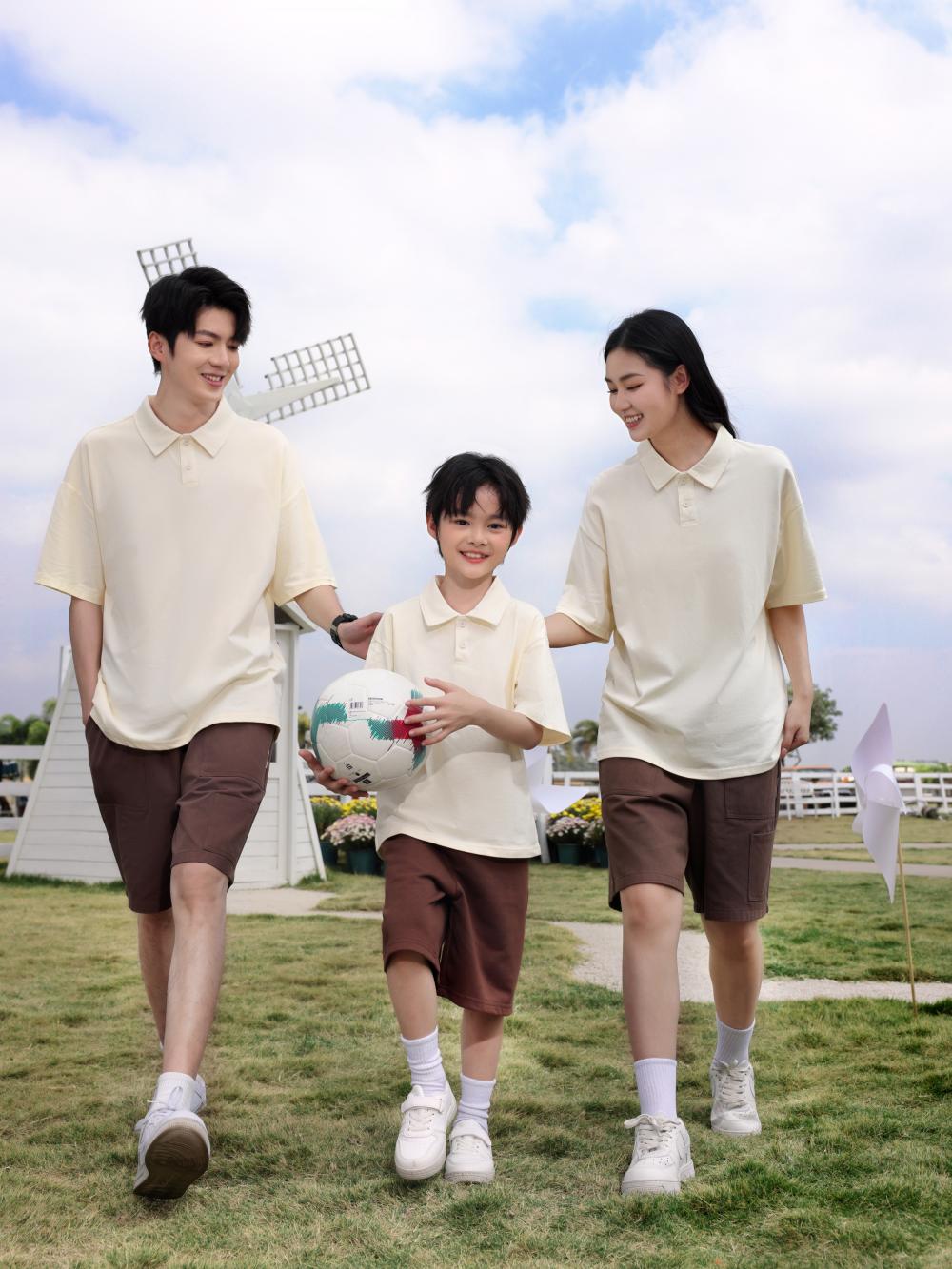 Children's clothing 200g/㎡ 100% pure cotton off-the-shoulder lapel polo for both men and women, short-sleeved polo Korean style children's clothing, new fashionable, comfortable and breathable children's clothing for summer detail image 18