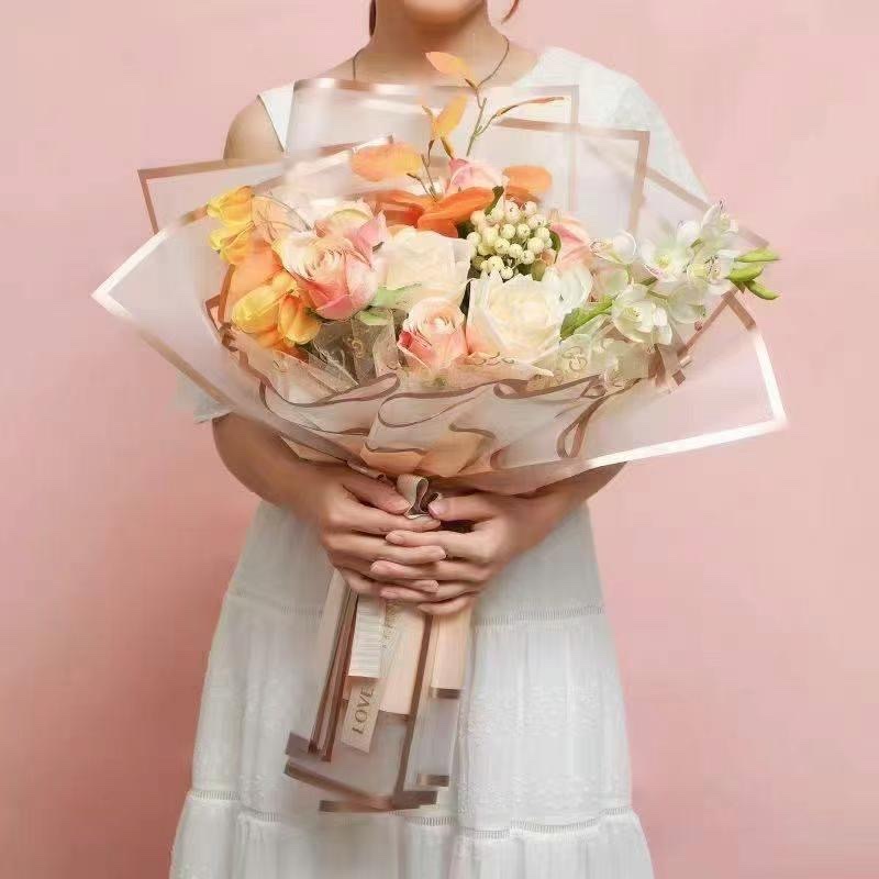 Pengfa Packaging Factory Store Korean-style waterproof Milan space paper, flower bouquet wrapping paper, Golden edge jelly film, matte paper, gift packaging, flower paper, flower packaging, gift packaging products, small flower bouquet wrapping paper Application Scenario