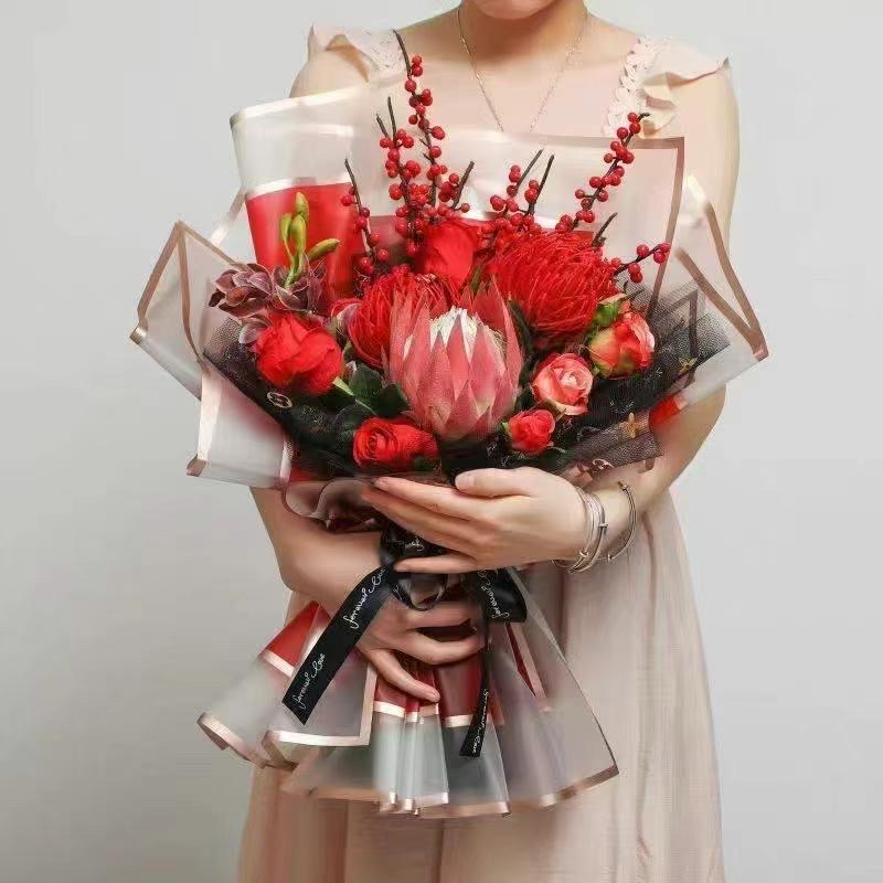 Pengfa Packaging Factory Store Korean-style waterproof Milan space paper, flower bouquet wrapping paper, Golden edge jelly film, matte paper, gift packaging, flower paper, flower packaging, gift packaging products, small flower bouquet wrapping paper detail image 6