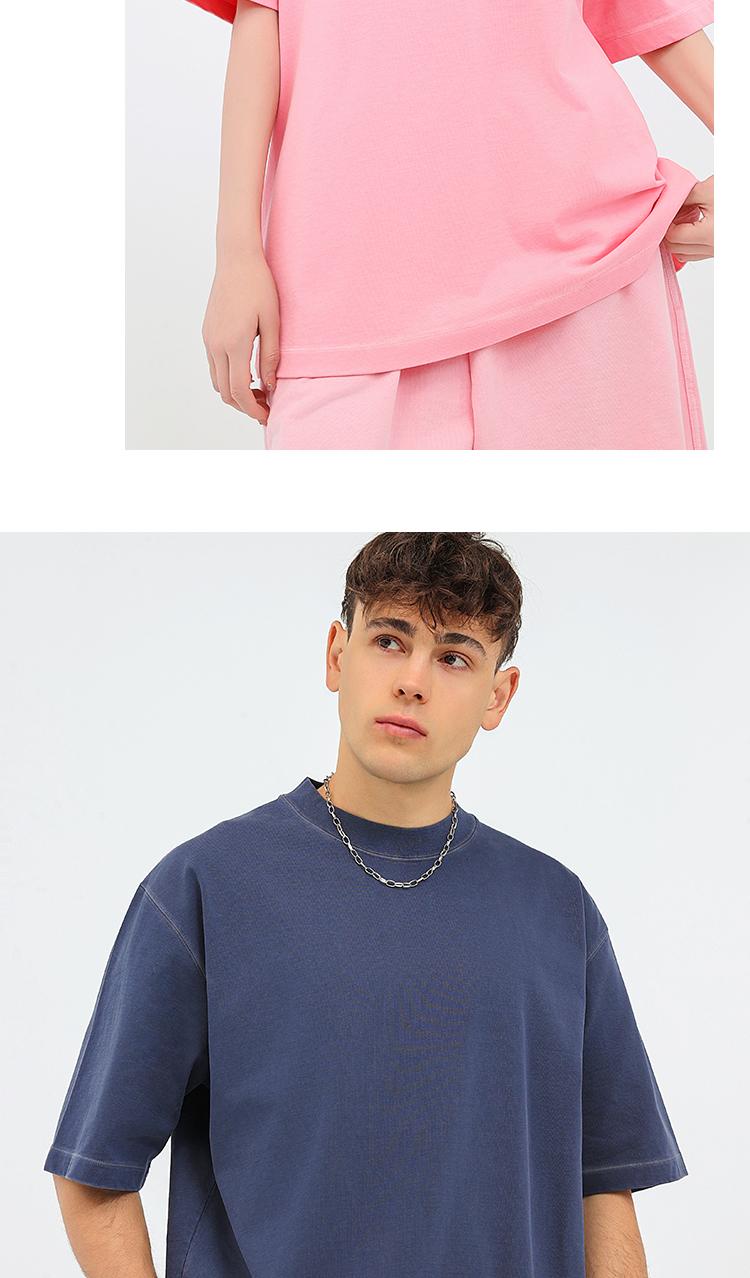 Washed cotton short-sleeved 260g/㎡ American street fashion brand men's and women's same style pure cotton short-sleeved T-shirt advertising shirt Men's casual cultural shirt fashionable, comfortable and breathable new top detail image 12