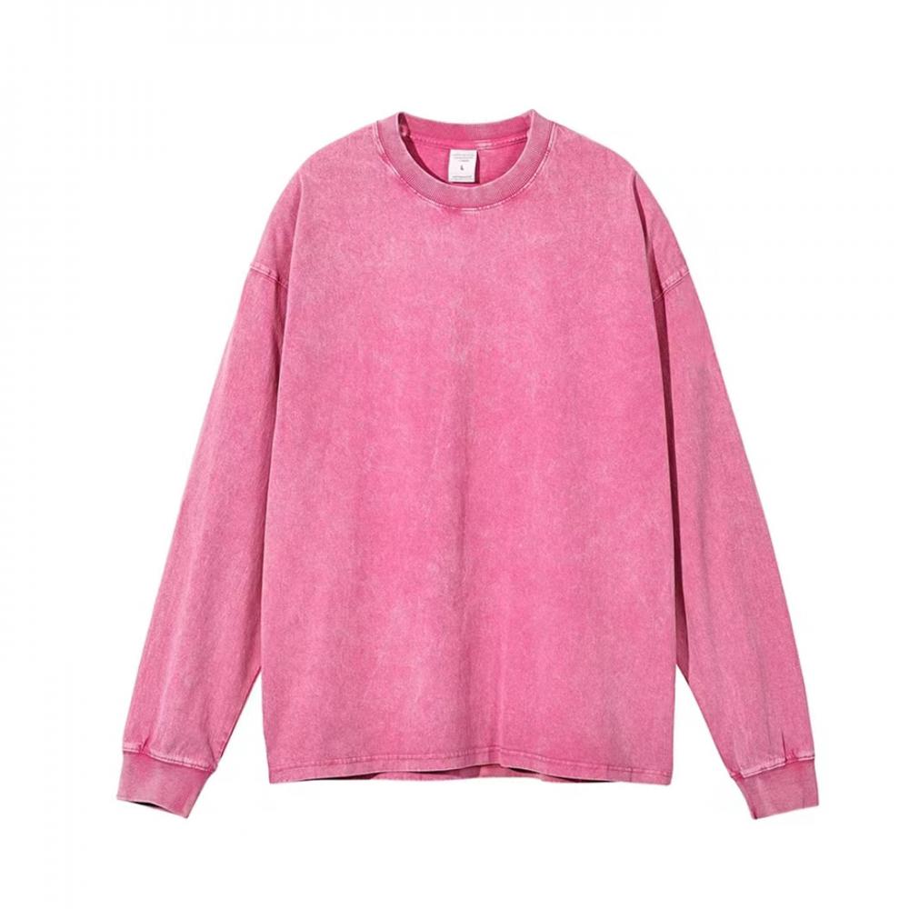 Washed cotton 230g/㎡ long-sleeved American street fashion brand men's and women's same style pure cotton long-sleeved T-shirt advertising shirt men's casual cultural shirt fashionable, comfortable and breathable new top detail image 7