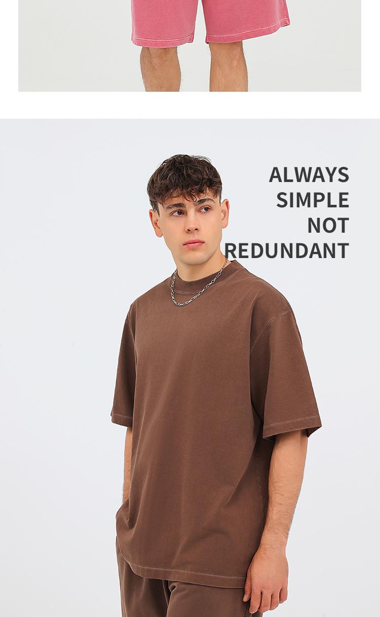 Washed cotton short-sleeved 260g/㎡ American street fashion brand men's and women's same style pure cotton short-sleeved T-shirt advertising shirt Men's casual cultural shirt fashionable, comfortable and breathable new top detail image 8